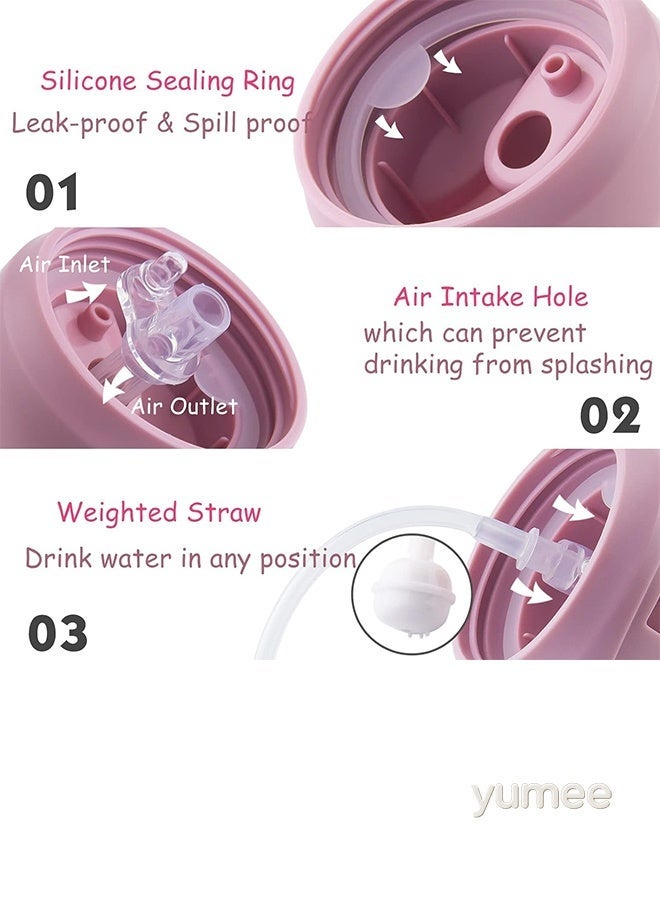 yumee Sippy Cup for Baby 6-12 Months, Spill-Proof & Leak-Proof with Weighted Straw, BPA-Free Soft Spout Trainer Cup with Handles, 260ml, Purple - Image 5